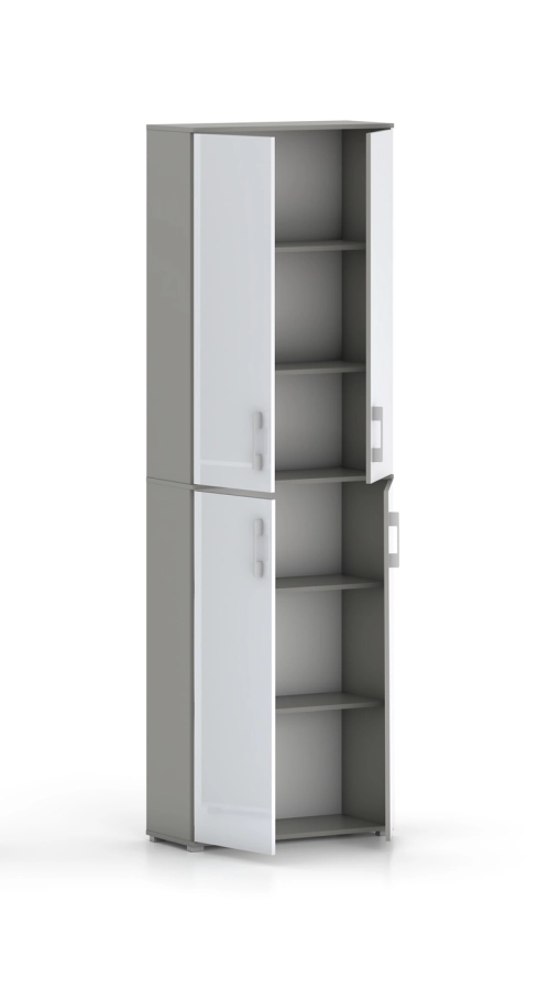 Szafa biurowa Pola 215 - 4D 60cm Szary Arktyczny z frontami w połysku